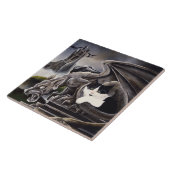 Zwart Wit Kat Gargoyle Tegeltje (Zijkant)