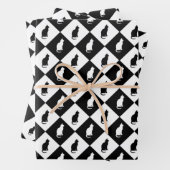 Zwart-wit Kat Gift Wrap Inpakpapier Vel (In situ)