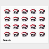 ZWART-WIT KAT IN Santa hat Sticker (Vel)