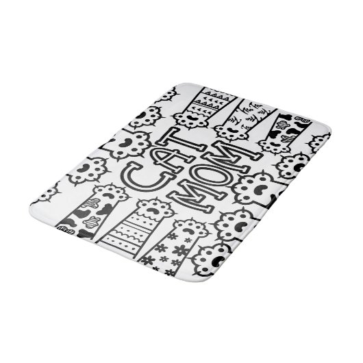 Zwart & Wit Kat Moeder Poot Print Ontwerp Badmat (Gekanteld)