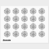 Zwart & Wit Kat Moeder Poot Print Ontwerp Ronde Sticker (Vel)