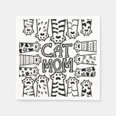 Zwart & Wit Kat Moeder Poot Print Ontwerp Servet (Voorkant)