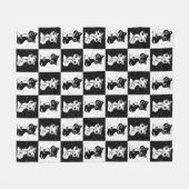 Zwart Wit Kat Monogram Blok Print Fleece Deken (Voorkant (Horizontaal))