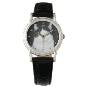 Zwart-wit kat portret horloge