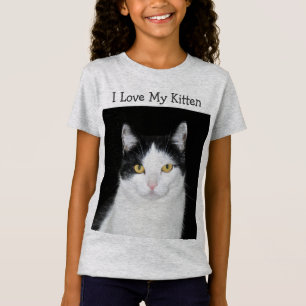 Zwart-wit kat portret t-shirt