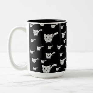 Zwart-wit Kat Tweekleurige Koffiemok