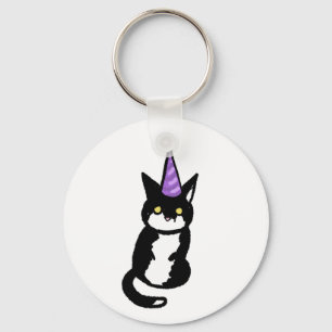 Zwart-wit kattenfeest sleutelhanger