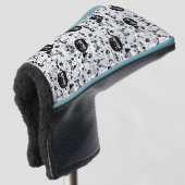Zwart wit kattengezicht golfheadcover (3/4 voorkant)