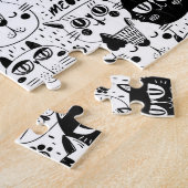 Zwart wit kattengezicht legpuzzel (Zijkant)