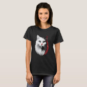 Zwart-wit kattengezicht t-shirt (Voorkant volledig)