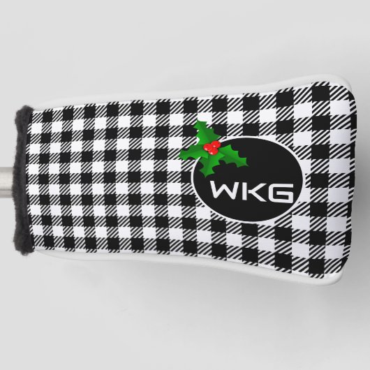 Zwart/Wit Kerst Custom Golf Blade Putter Hoesje Golfheadcover (Voorkant)