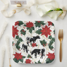 Zwart & Wit Kerst Holstein Dairy Koeien Bloemen