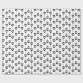 Zwart Wit Kerst Ornament Cadeaupapier (Vlak)