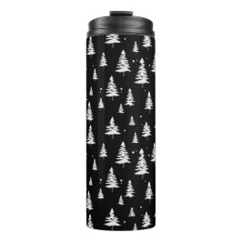 Zwart-wit Kerst Thermische Tumbler Thermosbeker