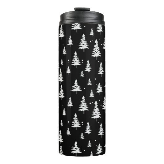 Zwart-wit Kerst Thermische Tumbler Thermosbeker (Voorkant)