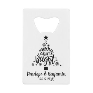 Zwart & Wit Kerst Trouwen Bedankt Favorieten Kredietkaart Flessenopener