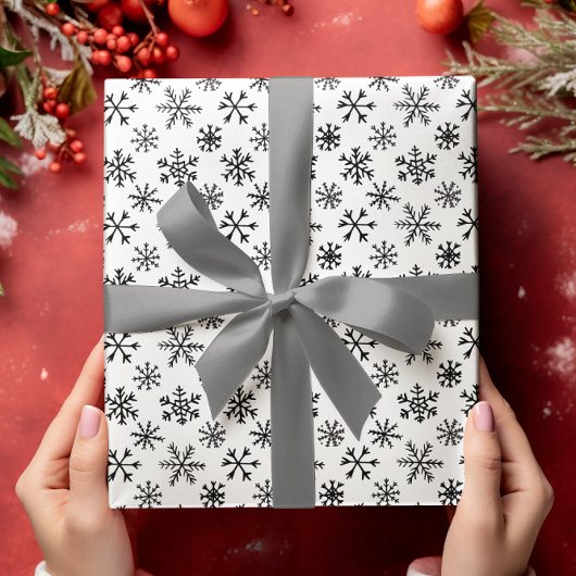 Zwart-wit Kerst Wrapping Papier Set van 3 Inpakpapier Vel