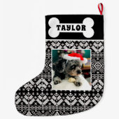 Zwart-wit kerstbeurs Isle Dog Bone Grote Kerstsok (Achterkant)