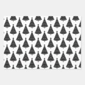 Zwart-wit kerstbomen patroon inpakpapier vel (Voorkant 2)