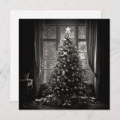 Zwart-wit Kerstboom kerstkaart (Voorkant / Achterkant)