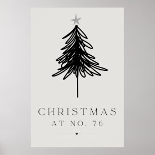 Zwart-wit kerstboom poster