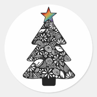 Zwart-wit kerstboom Sticker