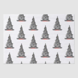 Zwart-wit KERSTBOOM Tissue Paper Tissuepapier