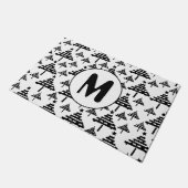 Zwart wit kerstboommonogram deurmat (Schuin)