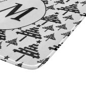 Zwart wit kerstboommonogram snijplank (Hoek)