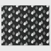 Zwart wit kerstboompatroon cadeaupapier (Vlak)