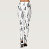 Zwart wit kerstboompatroon leggings (Achterkant)