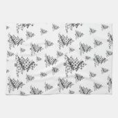 Zwart-wit kerstboompatroon theedoek (Horizontaal)