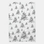 Zwart-wit kerstboompatroon theedoek (Verticaal)