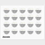 Zwart Wit Kerstcadeau Ronde Sticker (Vel)