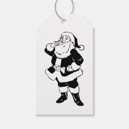 Zwart & Wit Kerstman Cadeaulabel (Voorkant)