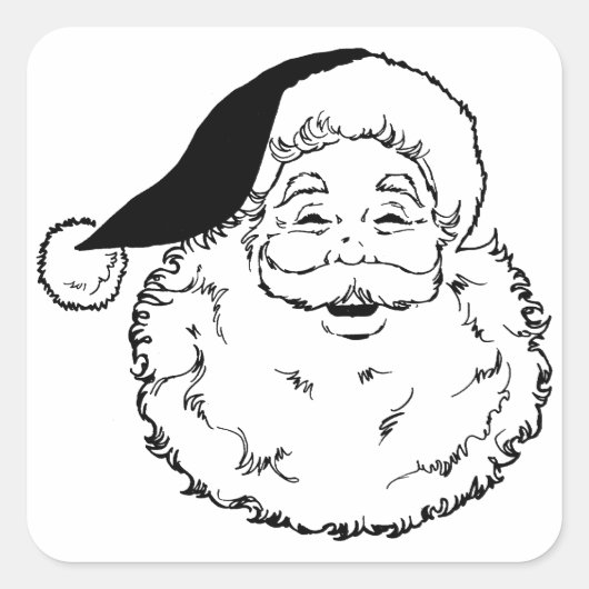  zwart & wit kerstman vierkante sticker (Voorkant)