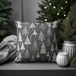 Zwart Wit Kerstmispatroon#6 ID1009 Kussen