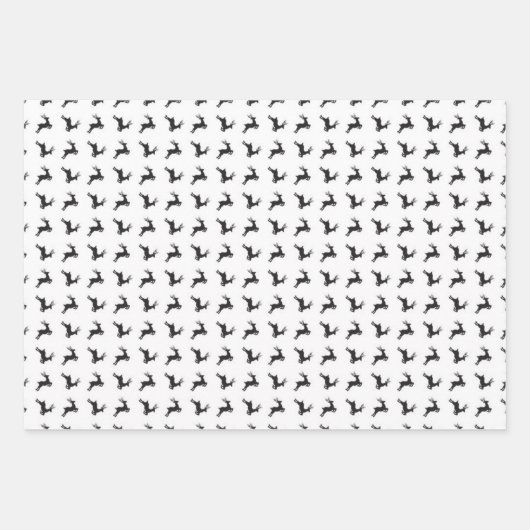 Zwart wit kerstpapier voor rendieren inpakpapier vel (Voorkant 2)