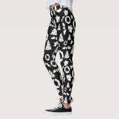 Zwart-wit kerstpatroon leggings (Links)