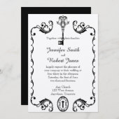 Zwart-wit Key bruiloft uitnodiging (Voorkant / Achterkant)