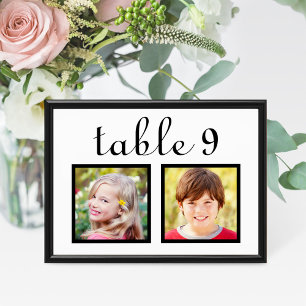Zwart Wit Kindertijd Foto Tafel Nummerkaart Kaart
