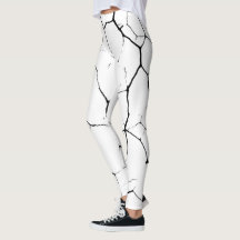 Zwart Wit kintsugi patroon Leggings