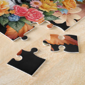 Zwart & Wit Kitten Bloemen puzzel (Zijkant)