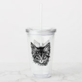Zwart-wit kitten gezicht acryl drinkbeker (Voorkant)