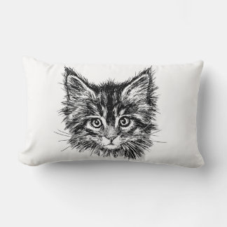 Zwart-wit kitten gezicht kussen