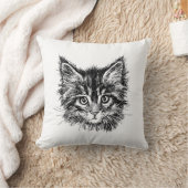 Zwart-wit kitten gezicht kussen (Deken)
