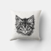 Zwart-wit kitten gezicht kussen (Achterkant)