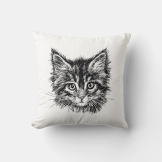Zwart-wit kitten gezicht kussen