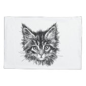 Zwart-wit kitten gezicht kussensloop (Achterkant)