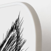 Zwart-wit kitten gezicht persoonlijk pickleball paddle (Links Detail)